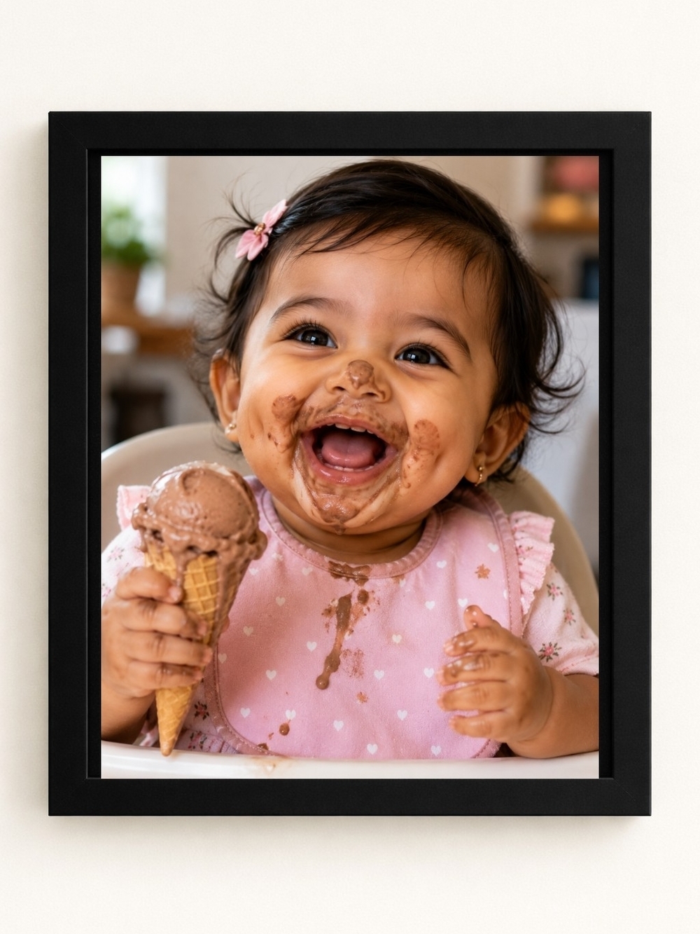 Adorable Baby Ice Cream Photo A.i. Art Print 8x10 Frame